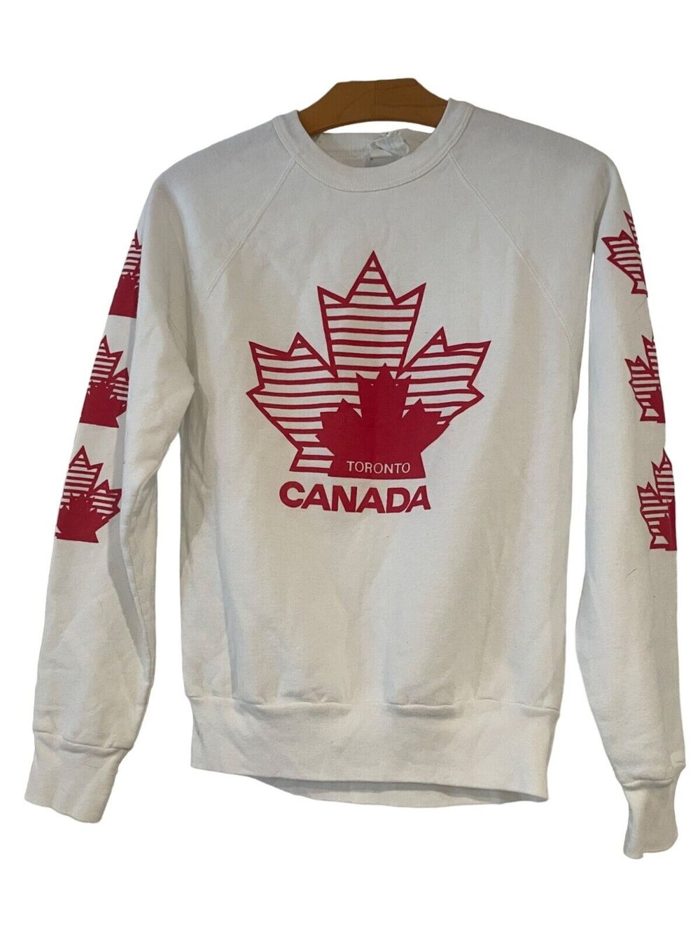 VTG 90s Toronto Canada Maple Leaf Sweatshirt White Graphic Crewneck Adult USA